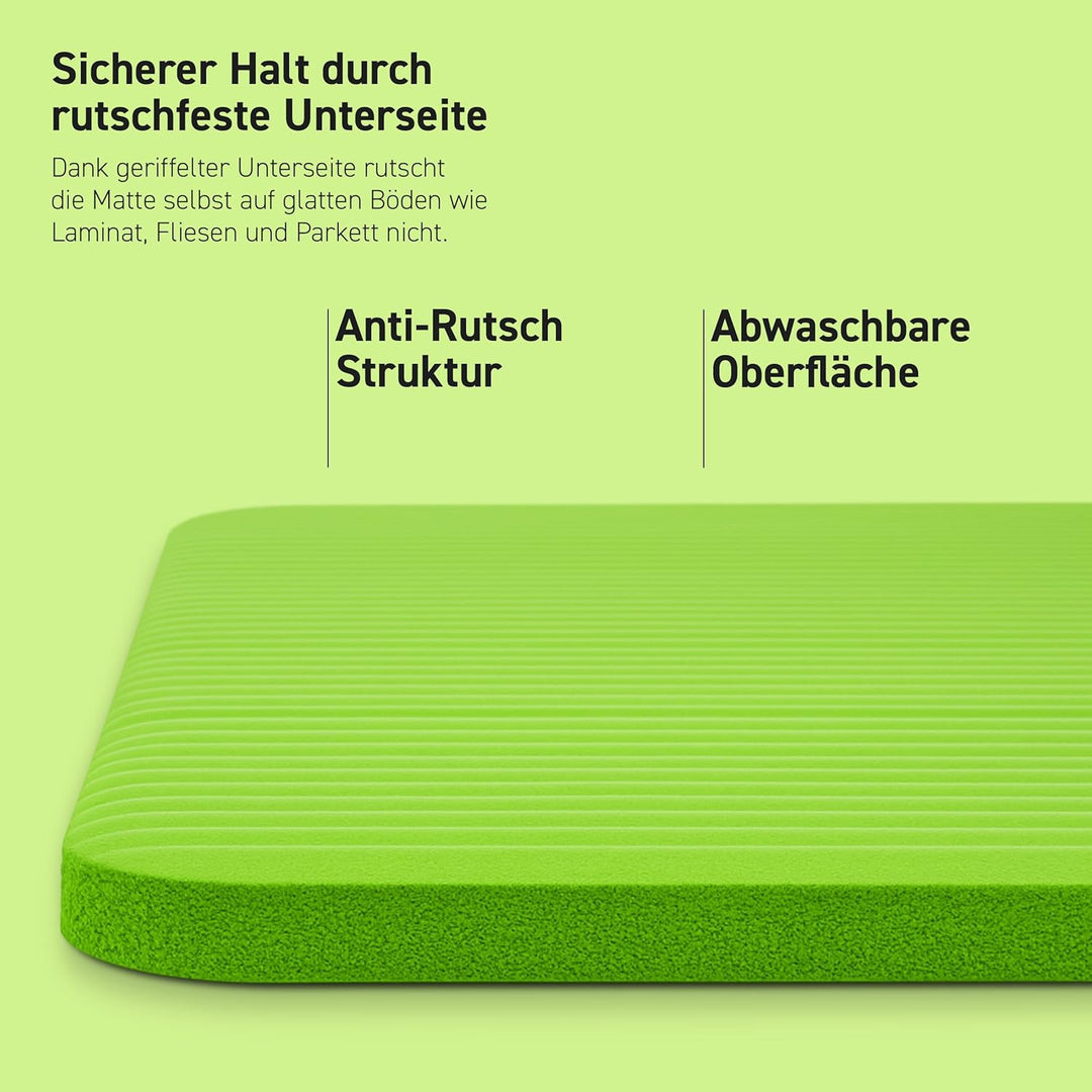 MSPORTS Gymnastikmatte Premium inkl. Tragegurt + Übungsposter + Workout App I Hautfreundliche Fitnes