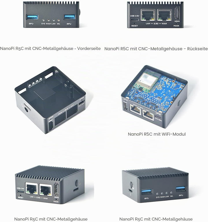 Nanopi R5C Wireless Mini WiFi Router OpenWRT mit Rockchip RK3568B2 Soc 0.8T NPU Onboard Dual PCIe 2.