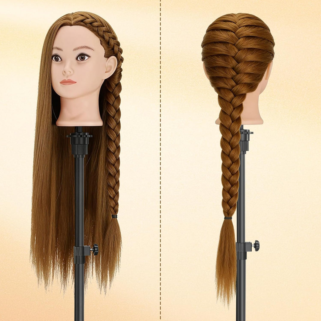 TwoWin Friseurkopf Echthaar mit Ohrlöchern, 71 cm (28 Zoll) 100% Synthetischer Mannequin Frisierkopf