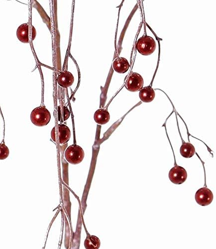 artplants.de Deko Zweig Beerenzweig PASKO, Beeren, rot, 120cm - Künstlicher Zweig mit Beeren
