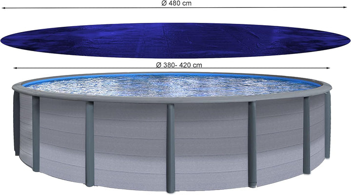 QUICK STAR Poolabdeckung Rund für 380-420 cm Pools | Planenmass Ø 480 cm | Blau | Sommer & Winter Po