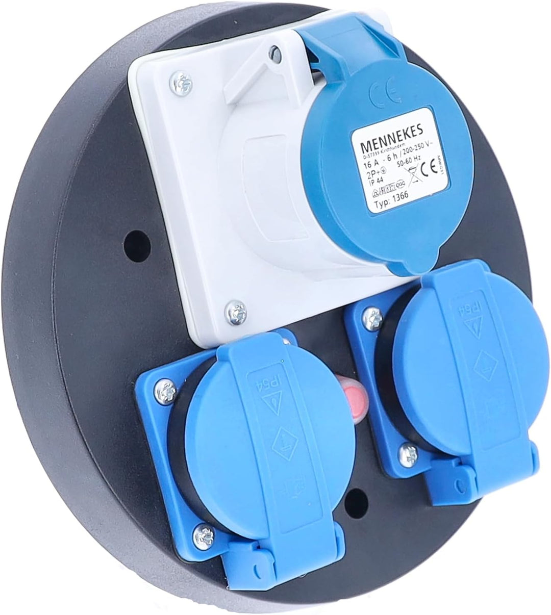as - Schwabe as 10976 CEE Steckdoseneinsatz 230 V, 3-Fach, IP44, mit blauen Klappdeckeln &amp; Thermosch