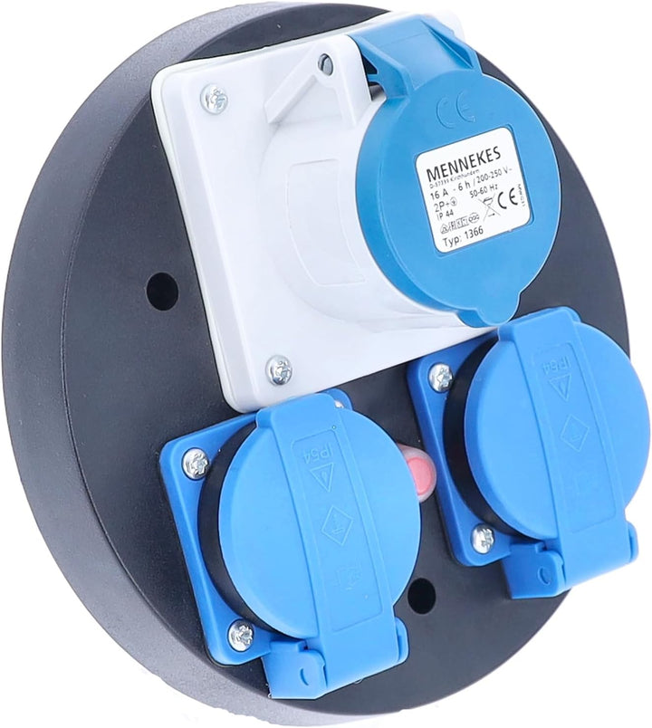 as - Schwabe as 10976 CEE Steckdoseneinsatz 230 V, 3-Fach, IP44, mit blauen Klappdeckeln &amp; Thermosch
