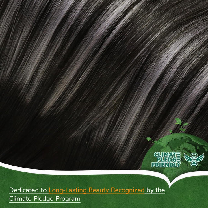 Easyouth Balayage Microring Extensions Echthaar Microring Extensions Off Black Mix Silber und Off Bl