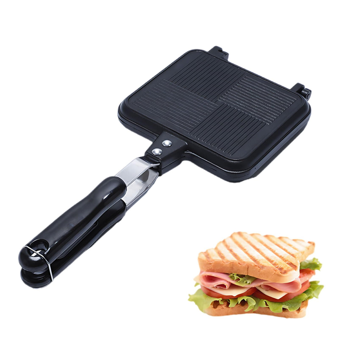 Doppelseitige Bratpfanne, Breakfast Sandwich Maker mit Griff Nonstick Grill Snack Grillpfanne für Fr