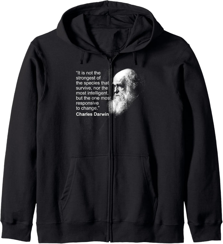Charles Darwin Portrait quote Evolution Atheist gift Kapuzenjacke