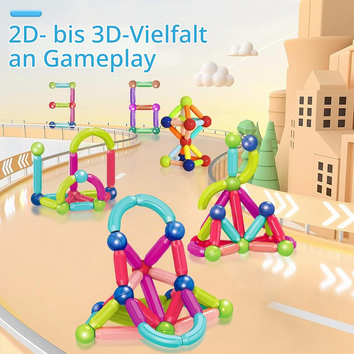SVYHUOK Magnetische Bausteine 100 Stück Magnete Kinder, Magnetic Bauklötze Baukasten Kinderspielzeug