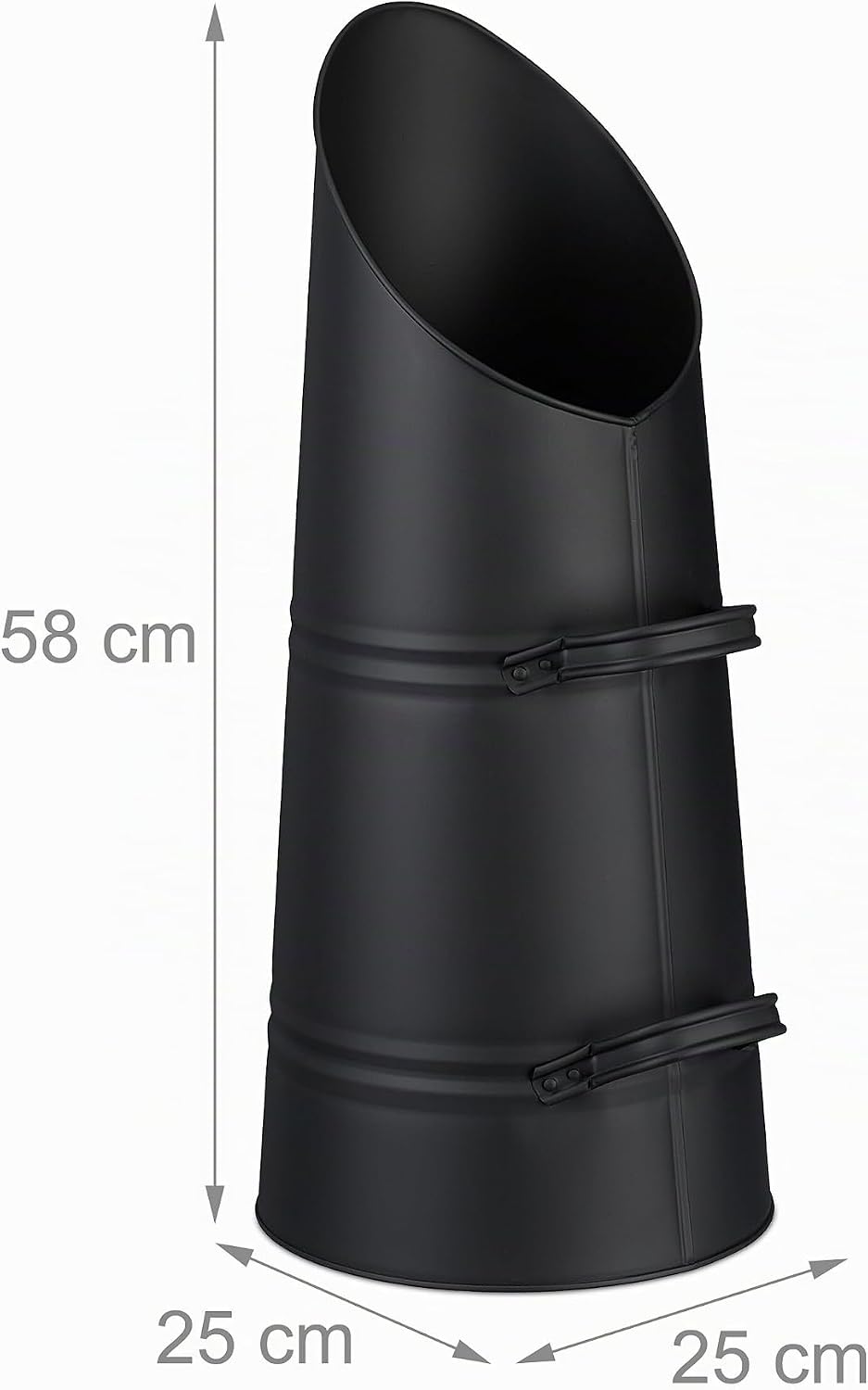 Relaxdays Kohlenschütte, 16 Liter, Eisen, Kohleeimer mit 2 Griffen, Pelletschütte zum Nachfüllen, Ka