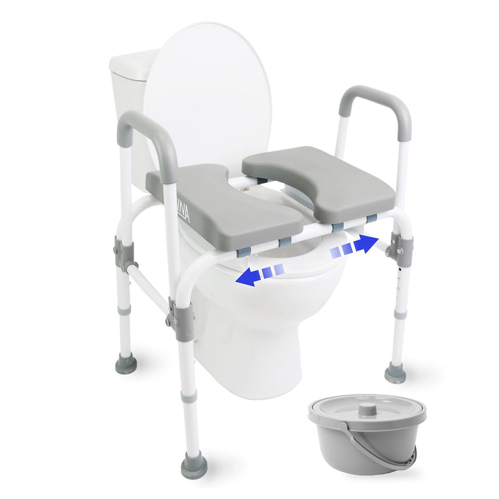 KMINA - Toilettenstuhl für Senioren mit Verstellbarem Sitz (Bis zu 180 kg), Stabiler Nachtstuhl für