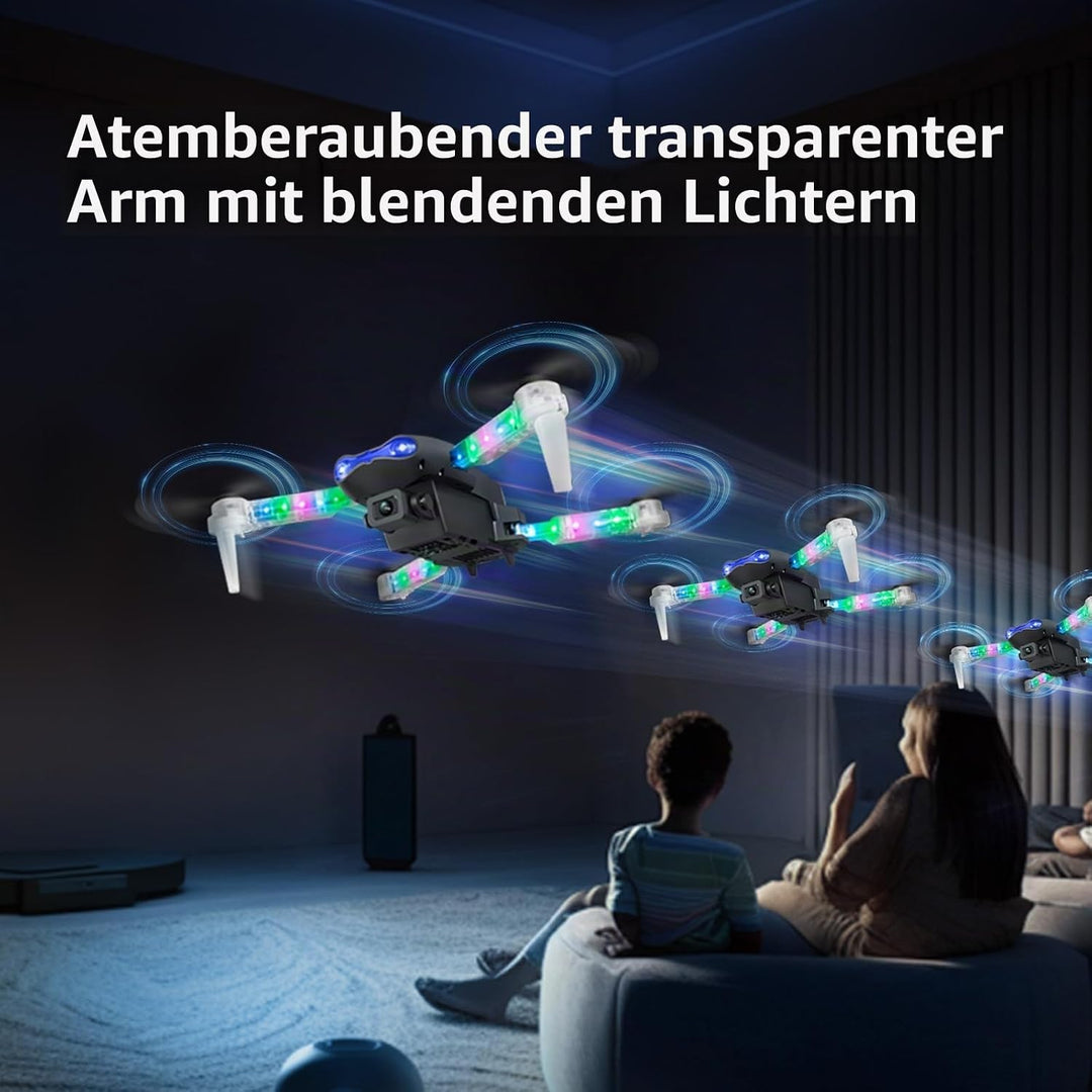 OBEST Drohne mit Kamera 1080P mit LED Lichter für Erwachsene, Faltbar Quadcopter mit WiFi Übertragun