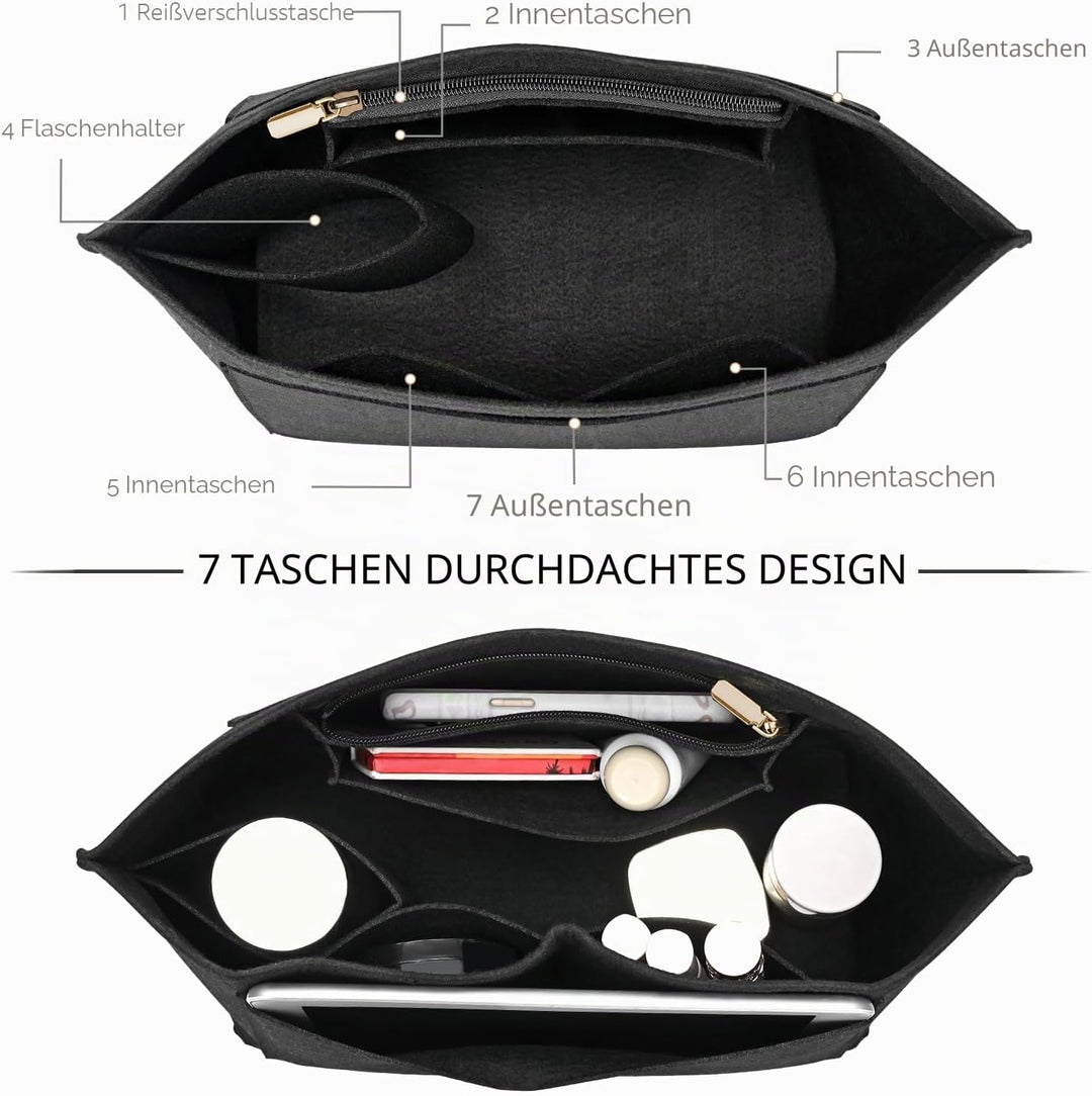 LOUKAYCCI Filz-Geldbörsen-Organizer-Einsatz für Longchamp Le Pliage L Handtascheneinsatz (gross, sch