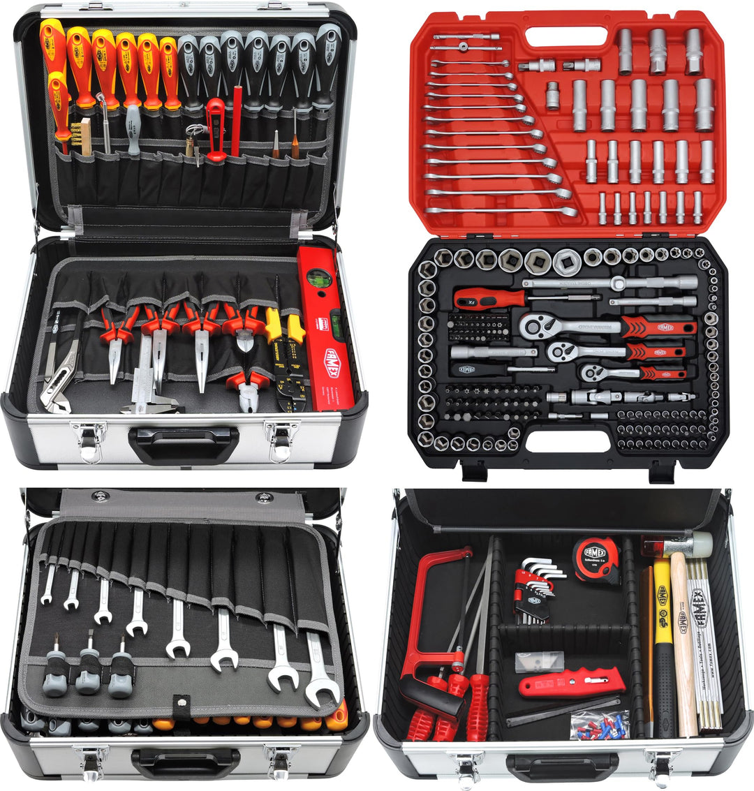 FAMEX 419-51 Profi Alu Werkzeugkoffer PROFESSIONAL mit 219-tlg. Steckschlüsselsatz 1/2", 1/4", 3/8"