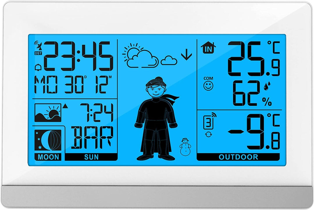 Technoline WS9612 in weiss, mit Innen- und Aussentemperatur, Wettervorhersage, Funkuhr WS9612 weiss,