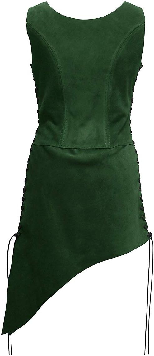 Andracor – Schlichtes Mieder mit Rock – Kurzes Überkleid aus Veloursleder mit Schnürung – für LARP,