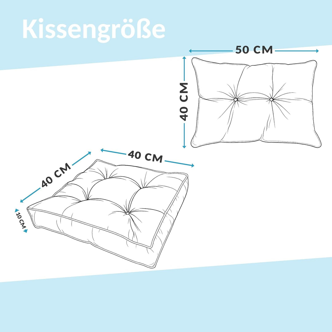 POKAR Loungekissen Stuhlkissen für Stuhl Rattanmöbel Gartenmöbel Kissen, 2er Set (1x Sitzkissen 40x4