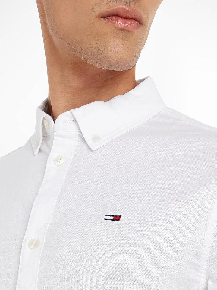 Tommy Hilfiger Herren TJM Slim Stretch Oxford T-Shirt XS Weiss, XS Weiss