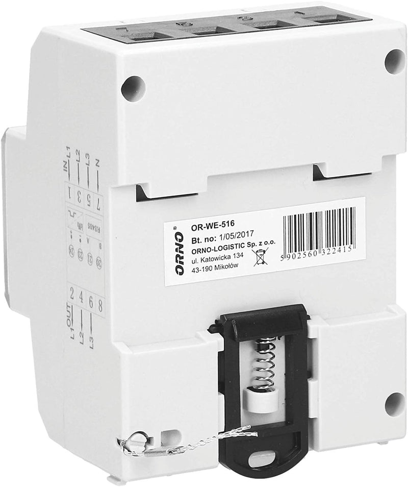 ORNO OR-WE-516 Stromzähler Hutschiene 3-Phasen-Anzeige des Stromverbrauchs mit MID Zertifikat, Modbu