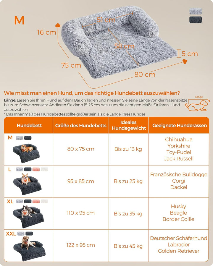 Feandrea FluffyHug Hundebett Plüsch, Hundedecke Sofa, Sofaschutz Hund, Hundekissen, Grösse M, für kl
