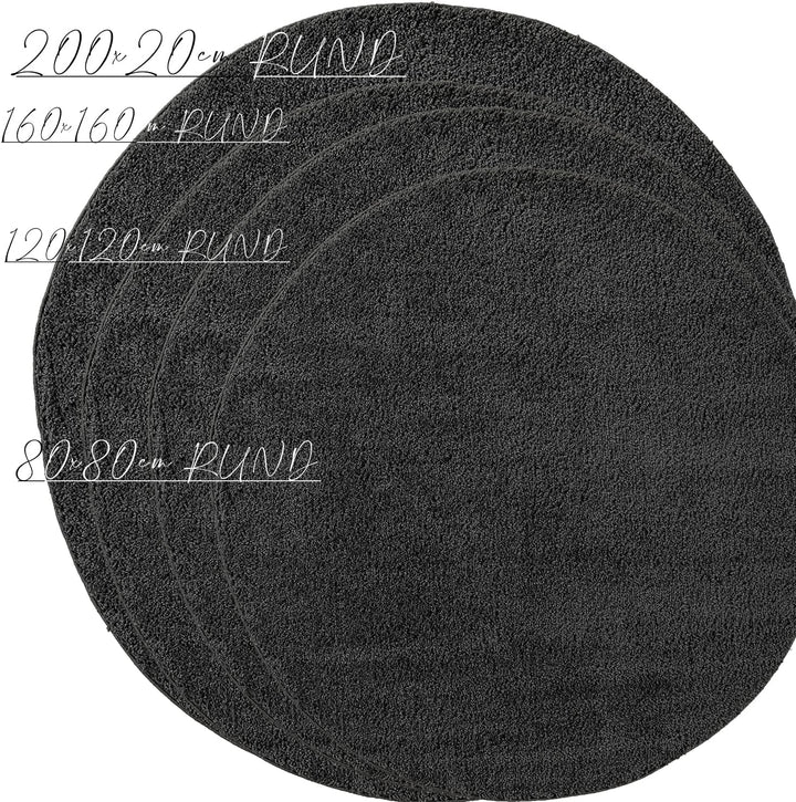 payé Teppich Rund - Hochflor Shaggy - Anthrazit -160x160cm - Einfarbig Soft Weich Schlafzimmer Kinde
