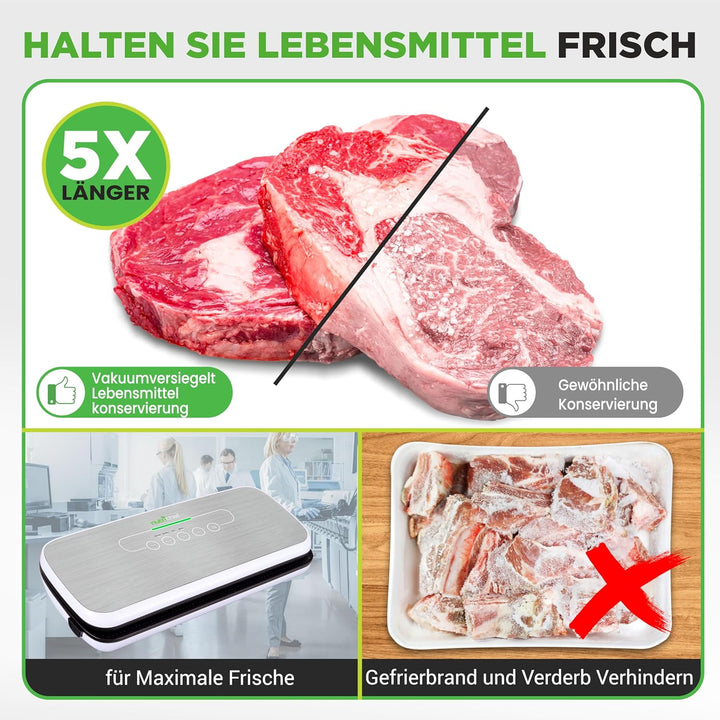 NutriChef (2) Rollen Vakuumversiegelungsbeutel - 8" Breite, 50' Länge pro Rolle - Für NutriChef PKVS