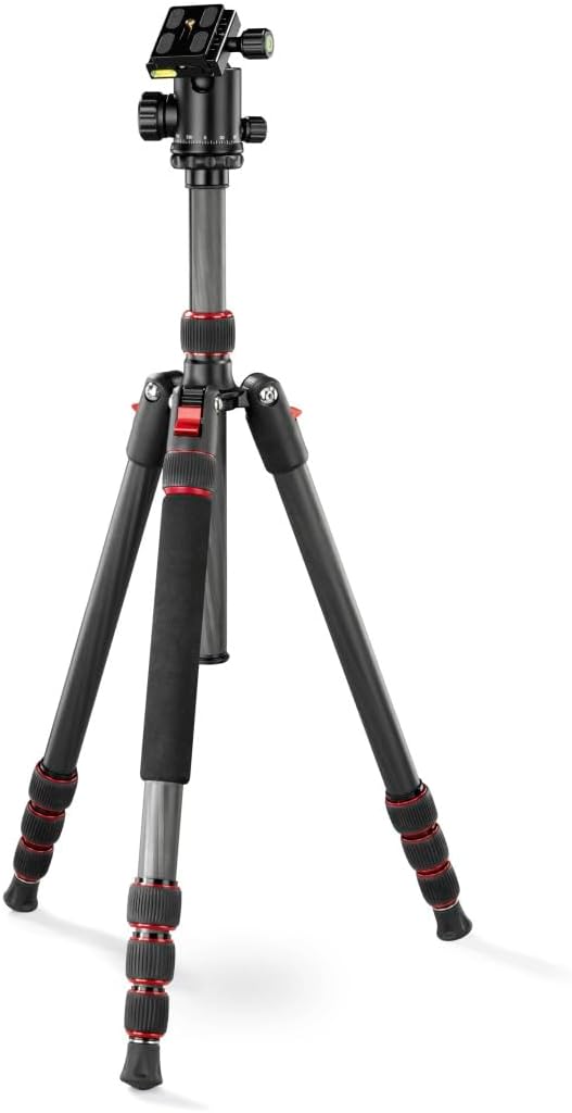 Hama Reisestativ „Ramble II Duo“ Carbon-Stativ (Kamerastativ, Handy-Stativ mit Handy-Halterung, Drei