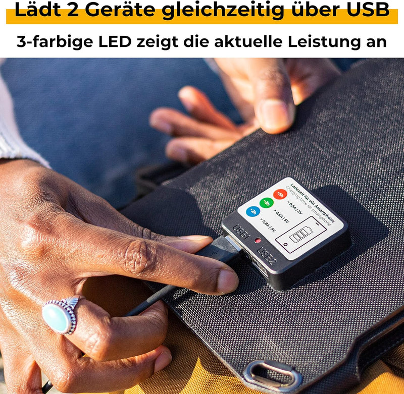 Sunnybag SUNBOOSTER 14 | Tragbares Solarladegerät mit 14 Watt | Faltbar, effizient, wasserfest | 2 U