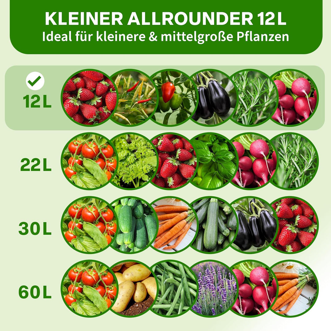 TTL GARDEN 10x 12L Pflanzsack aus Vlies Stoff aus 300 g/m² Filz &amp; Vlies - | Stofftopf 10er Set 12 Li
