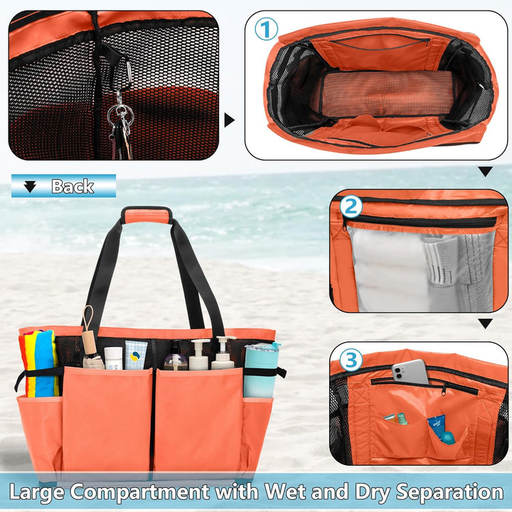 Fasrom Extra Grosse Netz Strandtasche, Übergrosse Strandtasche für Strandausflug (Patent Angemeldet)