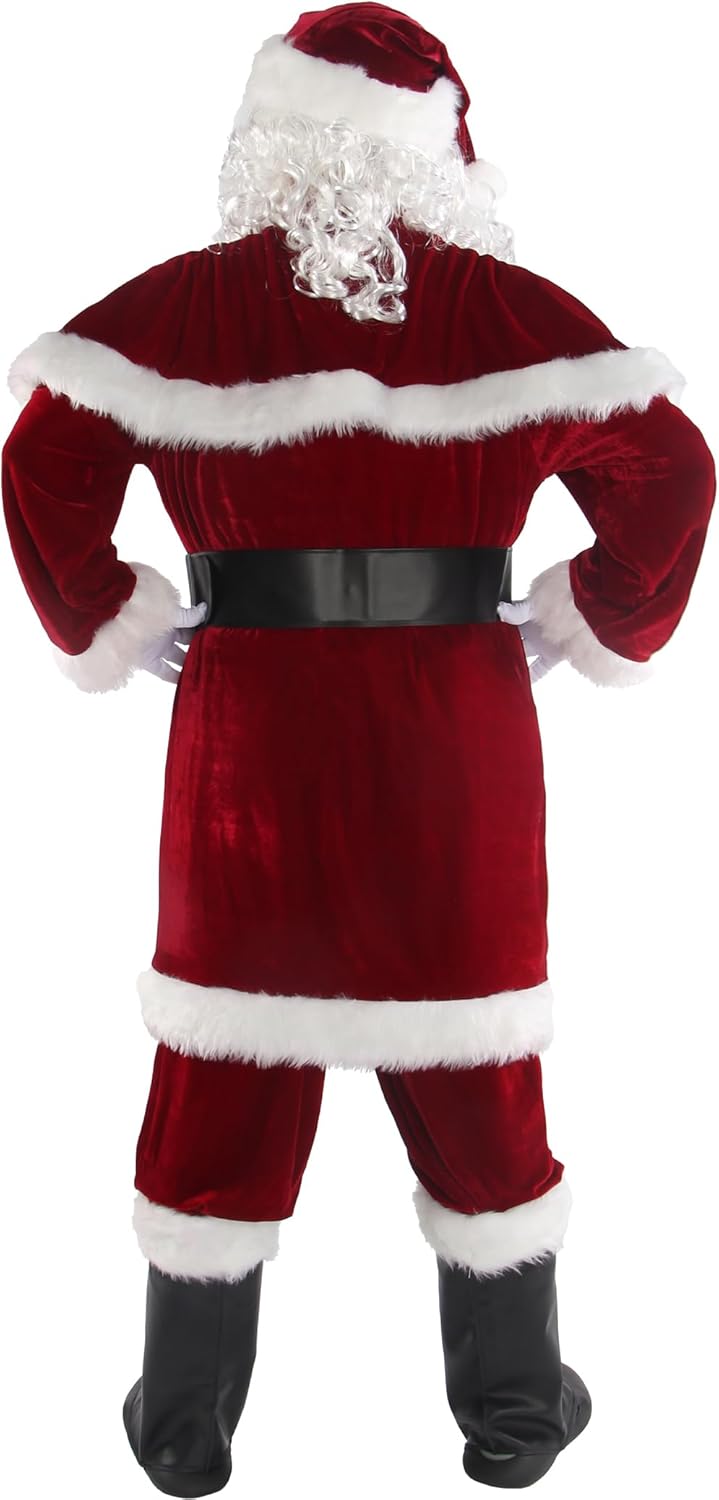 Boveco Weihnachten Weihnachtsmann Kostüm für Männer Erwachsene 12pcs Santa Anzug Deluxe Professional