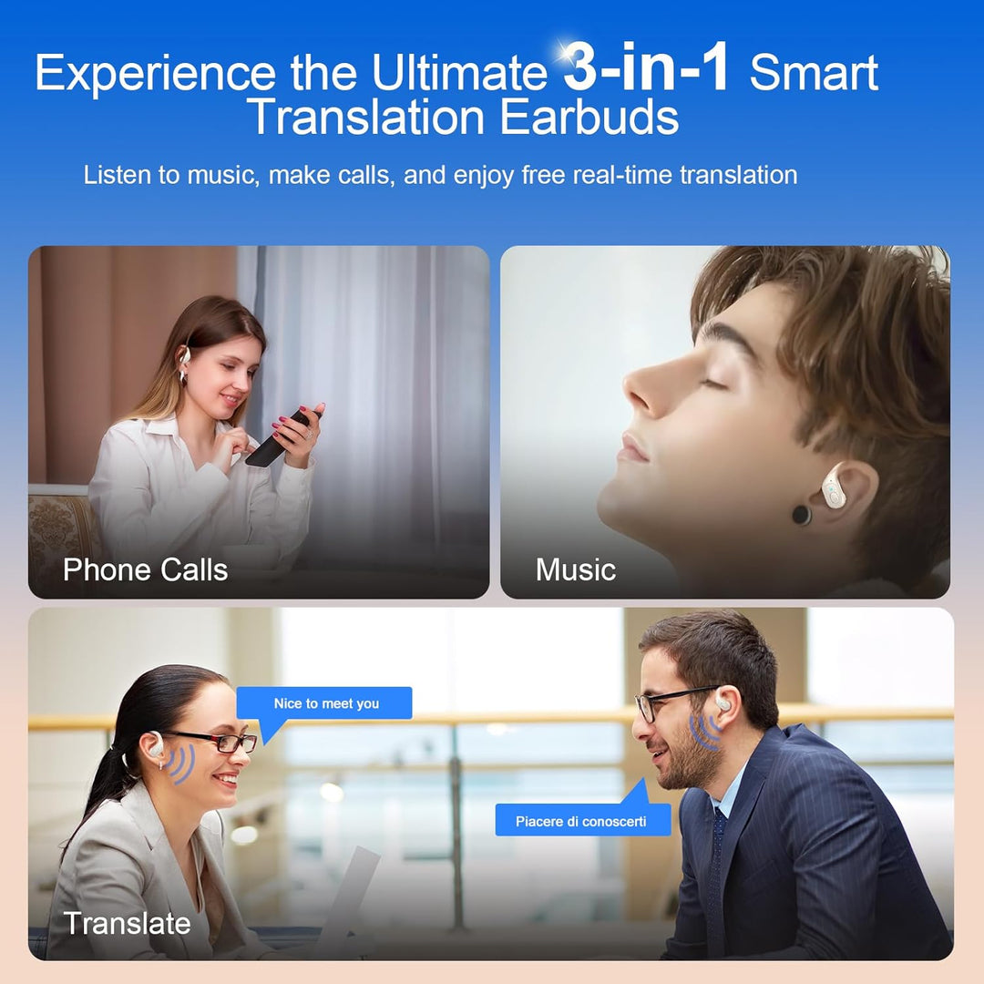 AI Kopfhörer Übersetzer, 3-in-1Bluetooth 5.4 Echtzeit Sprachübersetzer Kopfhörer 164 Sprachen mit Ap