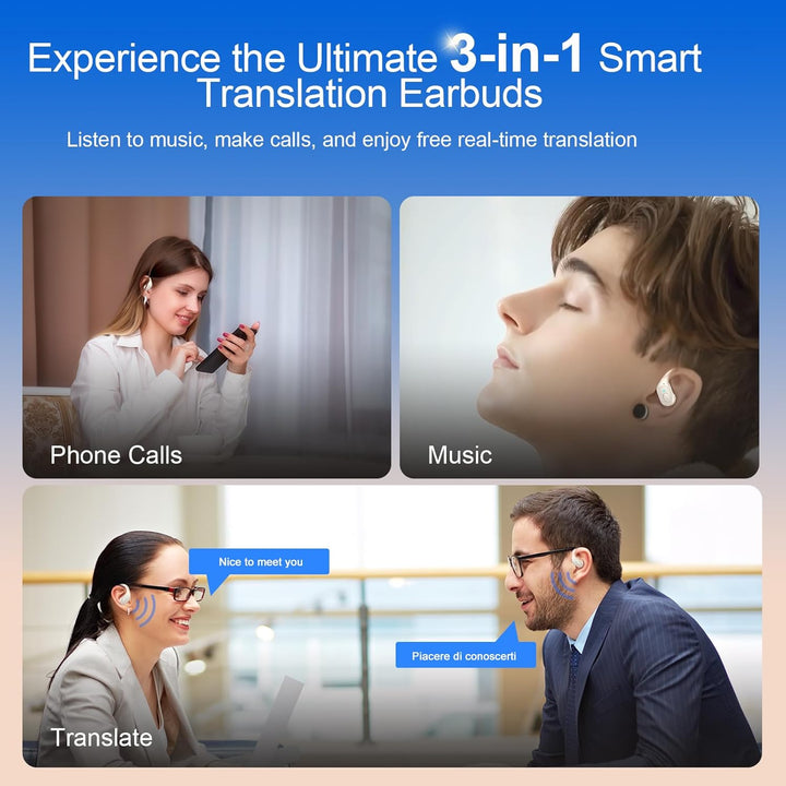 AI Kopfhörer Übersetzer, 3-in-1Bluetooth 5.4 Echtzeit Sprachübersetzer Kopfhörer 164 Sprachen mit Ap