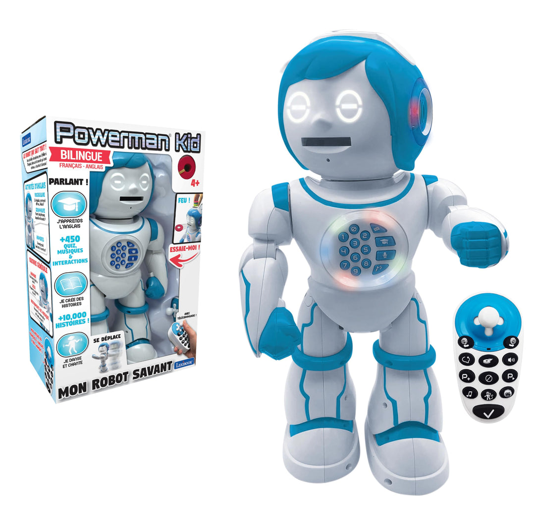 Lexibook ROB90FR Powerman Kid Lernroboter zweisprachig, Französisch und Englisch, mit Fernbedienung