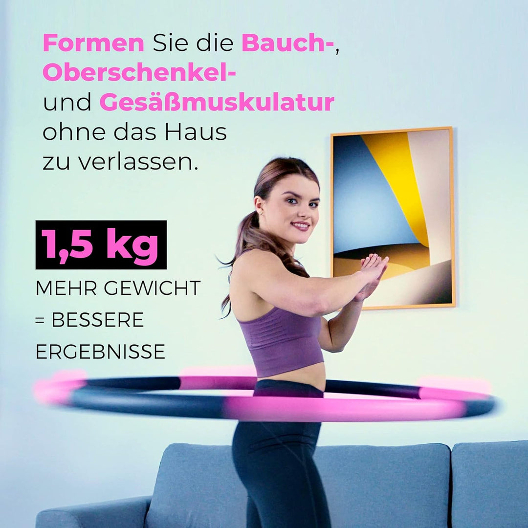 SummerFan Hula Hoop Reifen für Anfänger ohne Wellen und Noppen [1kg bis 1,5kg, 75-100 cm, 6-8 Segmen