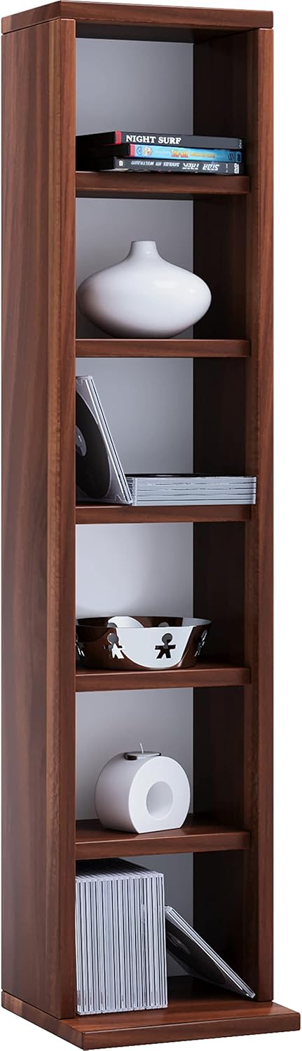 VCM Holz CD DVD Stand Aufbewahrung Standregal Bücherregal Deko Regal Elementa Kern-Nussbaum, Kern-nu