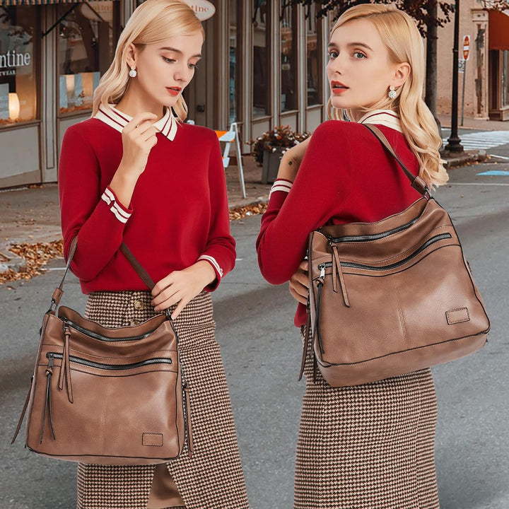 Lifetooler Handtaschen Set Gross Leder Tasche Schultertasche Hobo Taschen Damen Portemonnaie Geschen