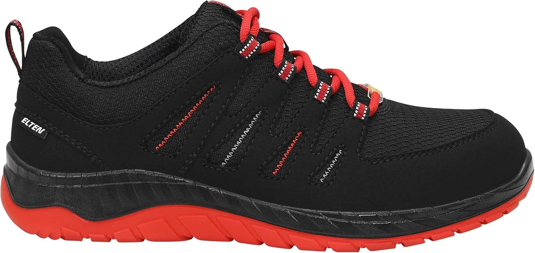 ELTEN Sicherheitsschuhe Maddox Black-red Low ESD S3S, Damen und Herren, Textil, Stahlkappe, leicht,