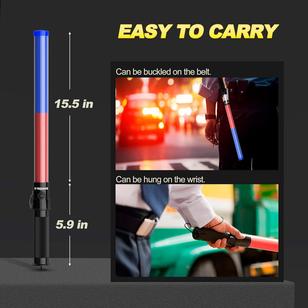 4 Stück Verkehrsstab 53,3 cm Verkehrssteuerung Zauberstab mit 3 Blinkmodi &amp; Seitenclip, LED-Sicherhe