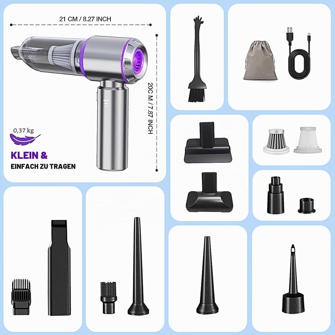 Handstaubsauger Akku,4-in-1 20000PA Handstaubsauger eingebaut 6000mAh Akku mit bürstenlosem Motor Lu