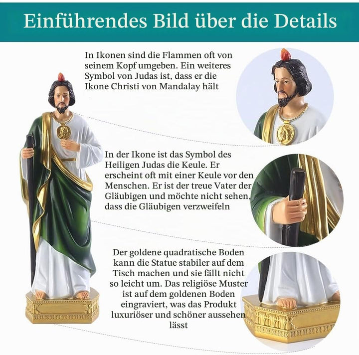 20,3 cm lange Jude-Statue, religiöse Harz-Statuen, religiöse farbige Geschenk-San Judas Tadeo-Statue
