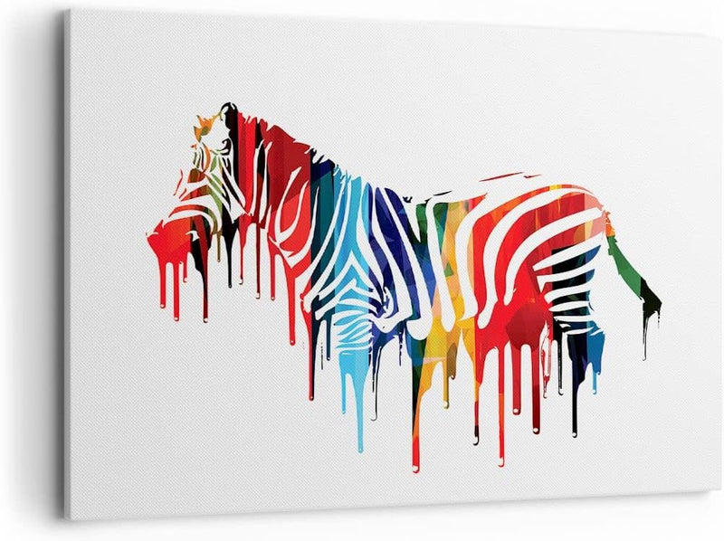 Bilder auf Leinwand 100x70cm Leinwandbild Zebra Detail digital wild Gross Wanddeko Bild Schlafzimmer