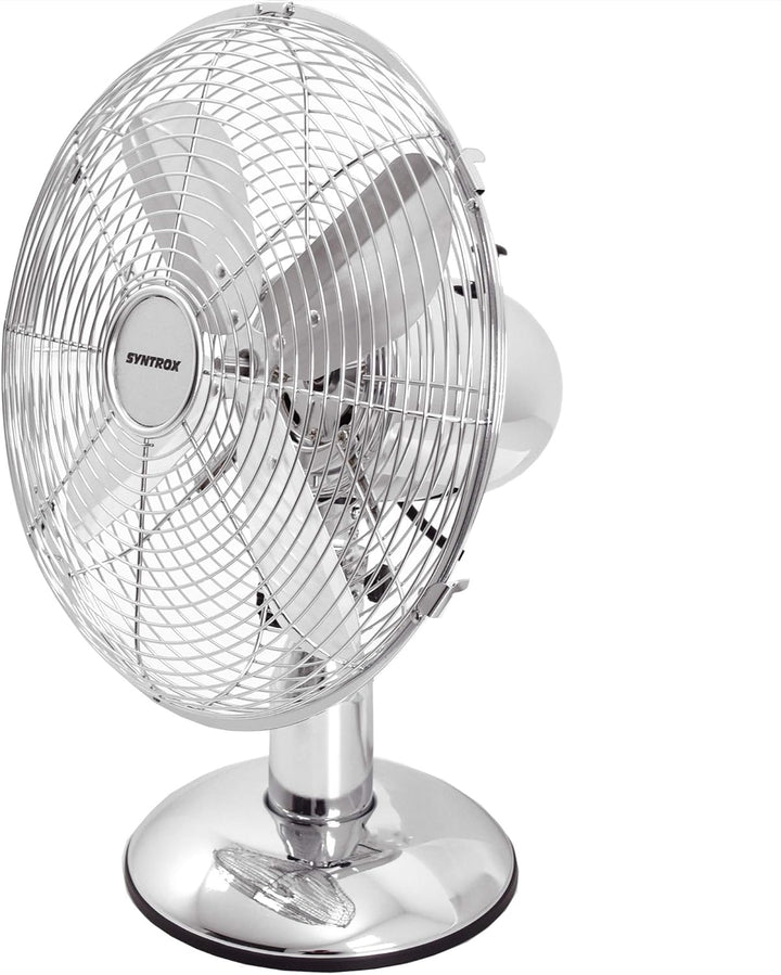 Syntrox Germany TVT-33W Chrome Retro 12" 35 cm Tischventilator mit 3 Geschwindigkeiten, Oszillation