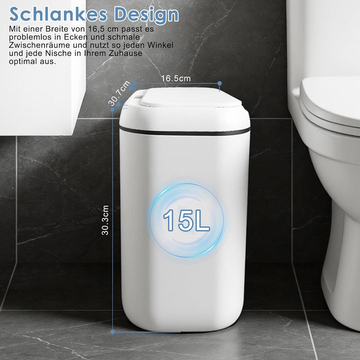 15L Mülleimer mit Sensor, Automatik Touchless Mülleimer mit 3 Modi, Sensor Mülleimer, Schnelle Reakt