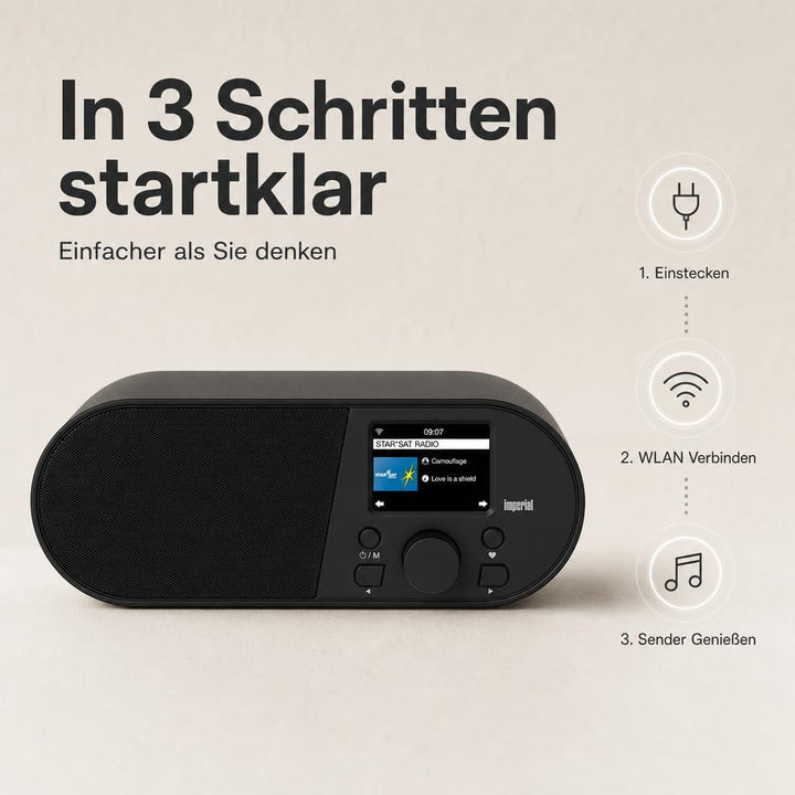 Imperial i105 Internetradio (WLAN, Mediaplayer, USB, DLNA, Farbdisplay, Wecker, Appsteuerung) schwar
