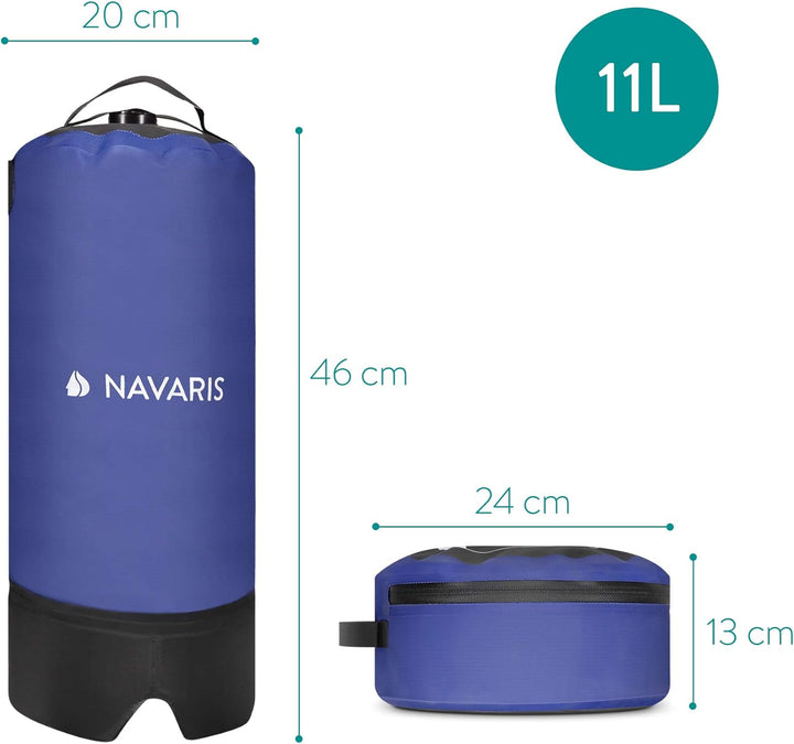 Navaris Campingdusche Solardusche Gartendusche mit Pumpe - 11l Solar Dusche mit Fusspumpe - tragbare