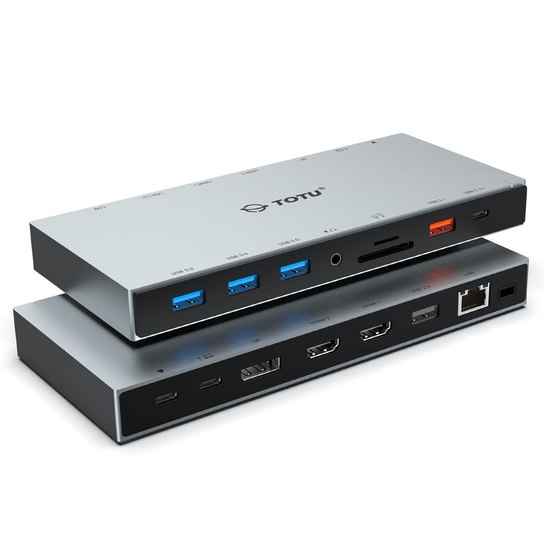 Docking Station, TOTU 15 in 1 USB C Docking Station 3 Monitore mit Dual HDMI 4K, DisplayPort, 10Gbps