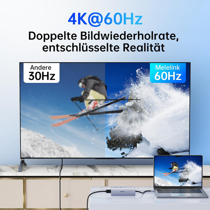 USB C Hub für MacBook, USB-C Adapter Multiport 10 in 1 mit 4K 60Hz HDMI, 100W PD, SD/microSD Kartenl