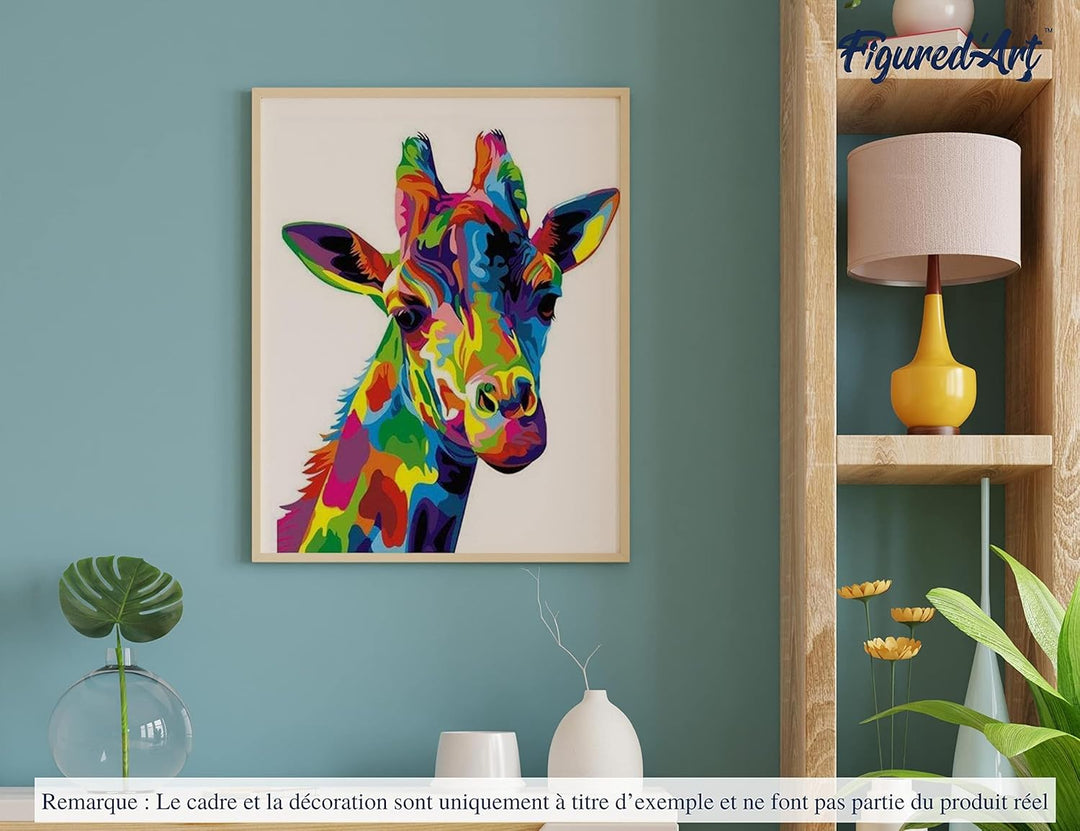 Figured'Art Malen Nach Zahlen Erwachsene Mit Rahmen Giraffe Pop Art - Paint by Numbers Basteln DIY B