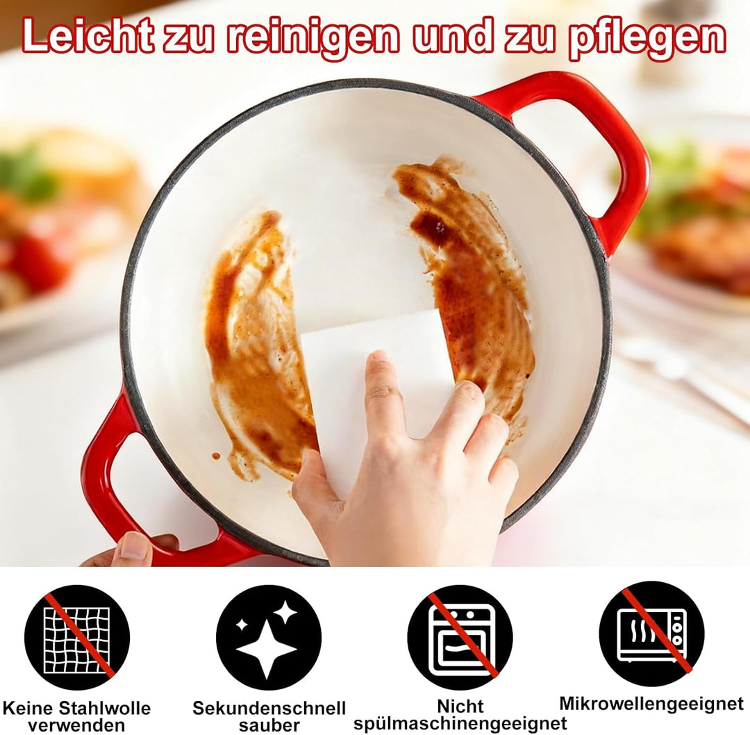5,7L/26cm Gusseisen Topf Brot Backen mit Deckel und Griffen