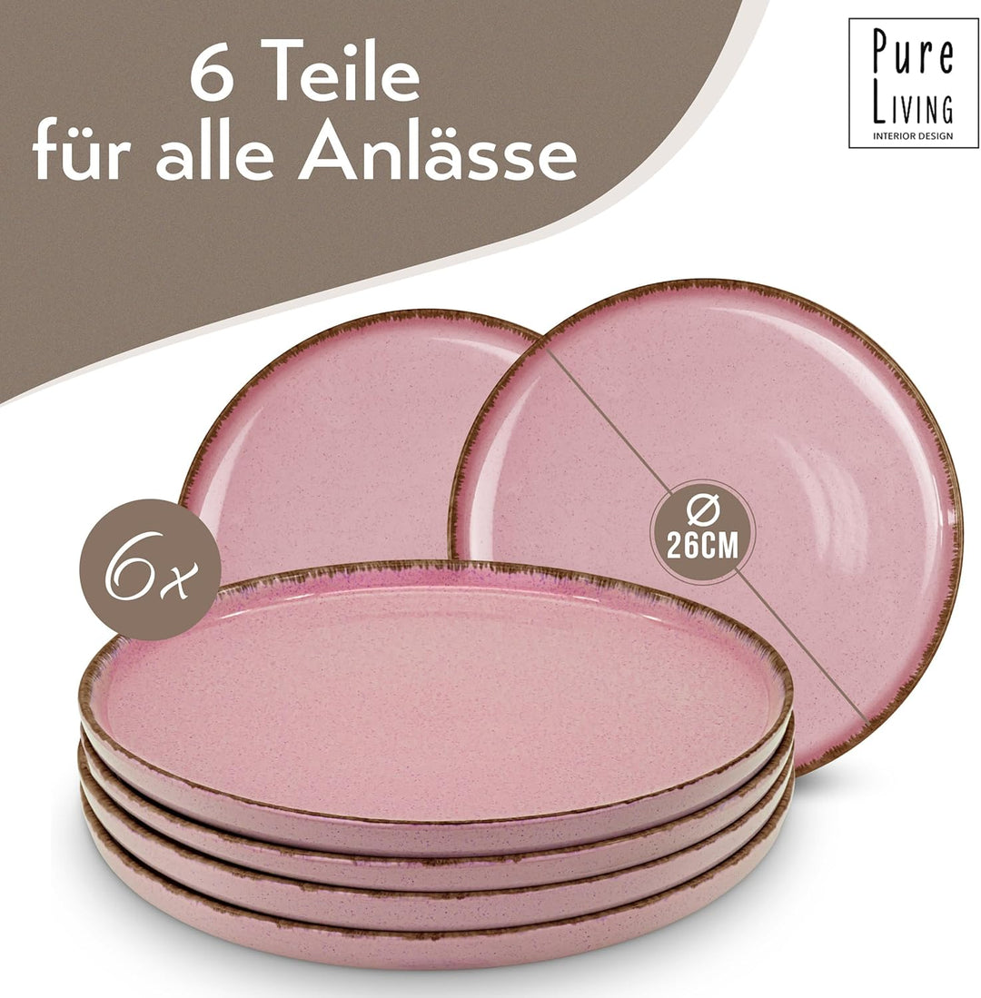 Steingut Suppenteller 6 Pers. Rustic Hochwertiges Landhausstil TEST SEHR GUT Tiefe Teller Set - Krat