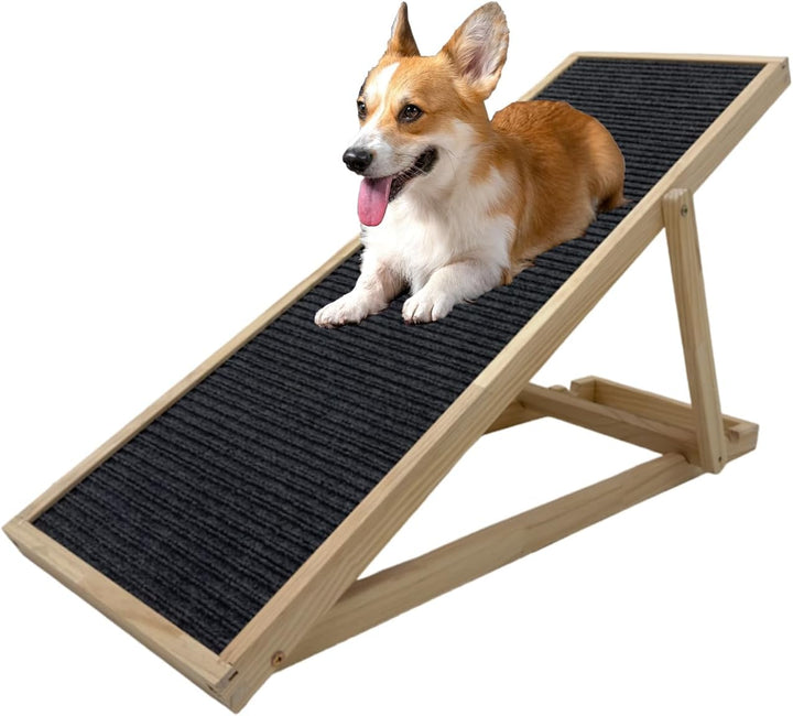 TRUTZHOLM Robuste Hunderampe aus Kiefernholz 104x35 cm höhenverstellbar 46/52/56 cm 35 kg Tragkraft